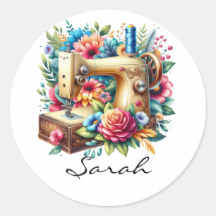 Beautiful Sewing Machine  Classic Round Sticker