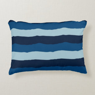 Beautiful Shades of Blue in Large Stripes Decorative Cushion