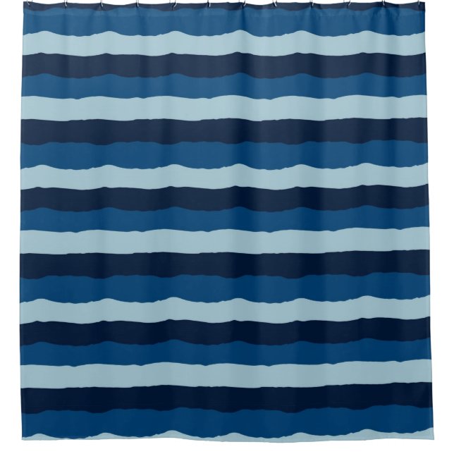  Beautiful Shades of Blue in Large Stripes      Shower Curtain (Front)