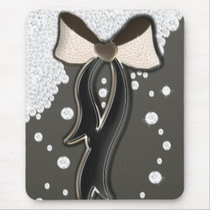 Beautiful shinning soft pink and chocolate bow mouse pad