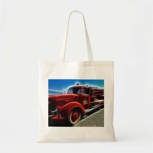 Beautiful Shiny Antique Red Fire Truck Art Tote Bag (Front)