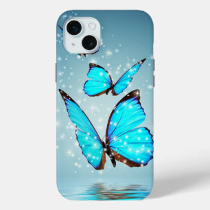beautiful shiny blue butterfly iPhone 15 mini case