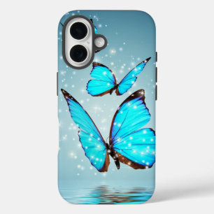 beautiful shiny blue butterfly iPhone 16 case