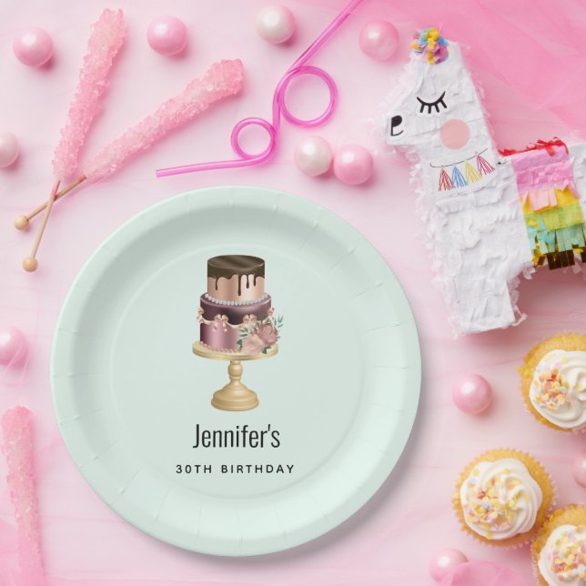 Beautiful Shiny Glam Party Cake Birthday Paper Plate (Party)