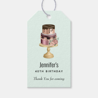 Beautiful Shiny Glam Party Cake Birthday Thank You Gift Tags