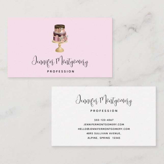 Beautiful Shiny Glam Party Cake Business Card (Front/Back)