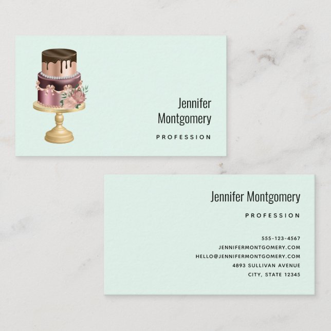 Beautiful Shiny Glam Party Cake Business Card (Front/Back)