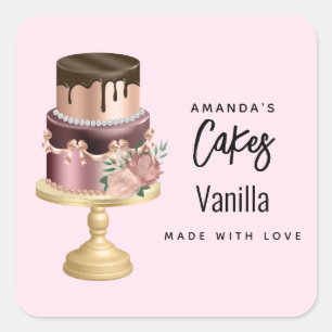 Beautiful Shiny Glam Party Cake Business Square Sticker