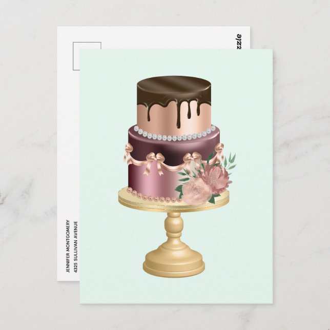 Beautiful Shiny Glam Party Cake Postcard (Front/Back)