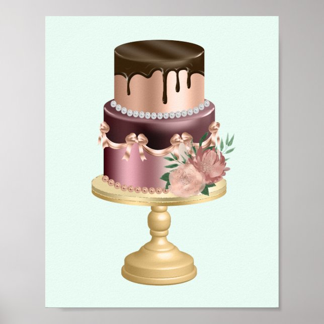 Beautiful Shiny Glam Party Cake Poster (Front)