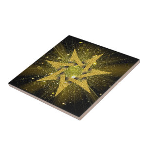 Beautiful Shiny Glitter Gold Star - Space Tile