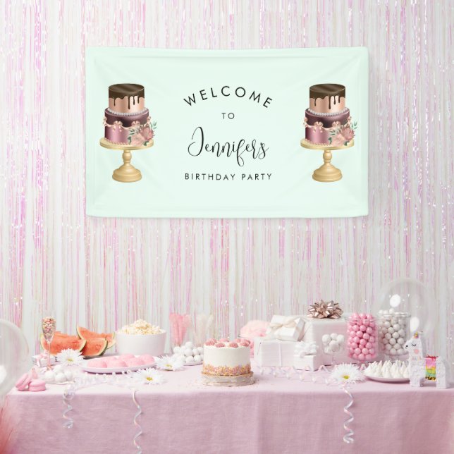 Beautiful Shiny Luxury Party Cake Birthday Banner (Party)