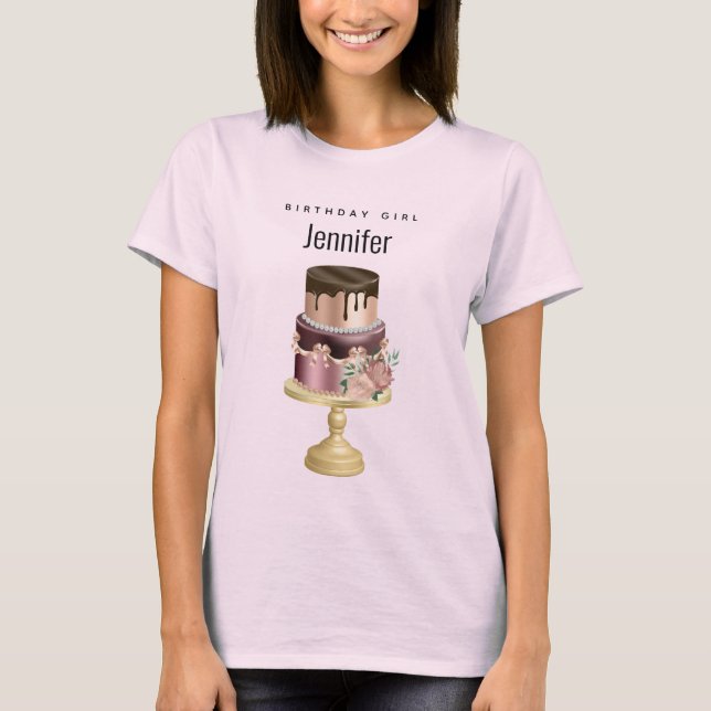 Beautiful Shiny Luxury Party Cake Birthday Girl T-Shirt (Front)