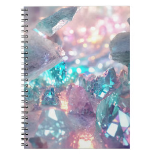 Beautiful shiny quartz crystal notebook