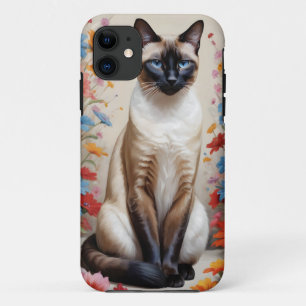 Beautiful siamese cat in flowers Case-Mate iPhone case