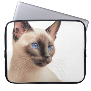 BEAUTIFUL SIAMESE CAT WITH BLUE EYES LAPTOP SLEEVE