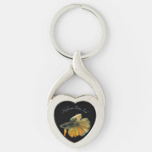 Beautiful Siamese Fighting Fish Betta Halfmoon     Key Ring