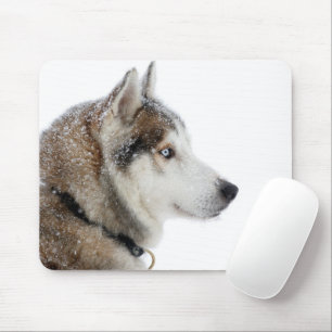 Beautiful Siberian Husky in the Snow Mouse Pad