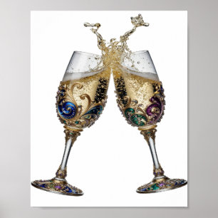 Beautiful Silver CHAMPAGNE GLASSES Poster