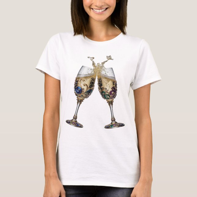 Beautiful Silver CHAMPAGNE GLASSES Tee (Front)