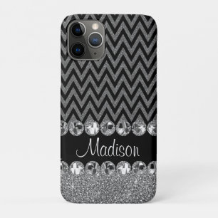 Beautiful Silver Chevron Glitter Jewels Elegant Case-Mate iPhone Case