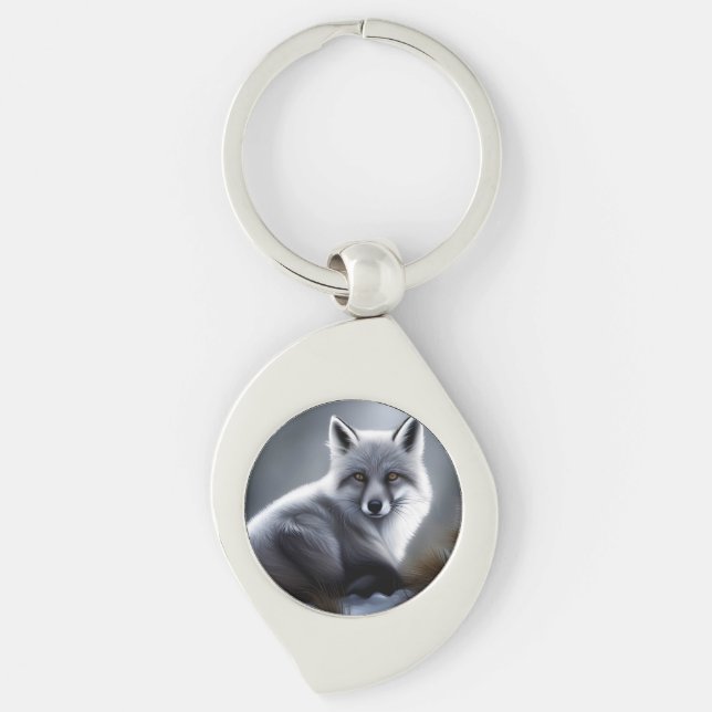 Beautiful Silver Fox  Key Ring (Front)