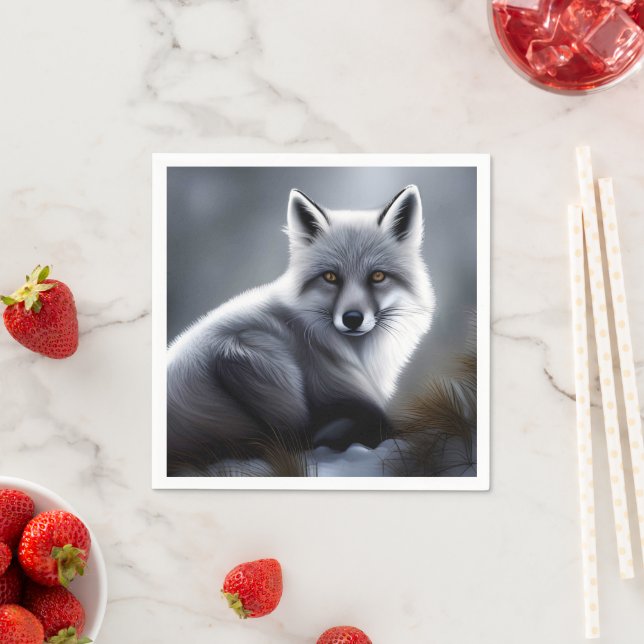 Beautiful Silver Fox  Napkin (Insitu)