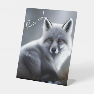 Beautiful Silver Fox Pedestal Sign