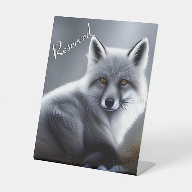 Beautiful Silver Fox  Pedestal Sign (Front)