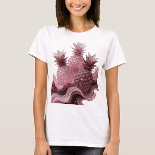 Beautiful Silver GLASSY PINEAPPLES Graphic Design T-Shirt