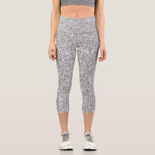 Beautiful Silver glitter sparkles Capri Leggings