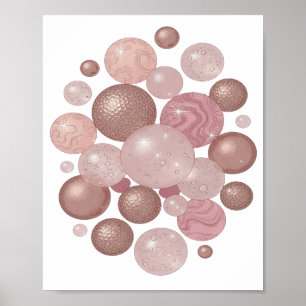 Beautiful Silver GLOWING BUBBLES Modern Design Poster
