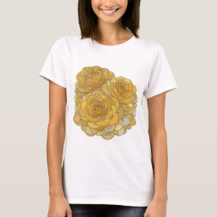 Beautiful Silver GOLDEN ROSES Modern Design T-Shirt