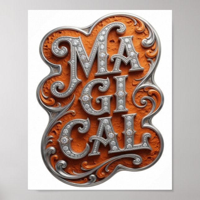 Beautiful Silver MAGICAL Artistic Motif Poster (Front)