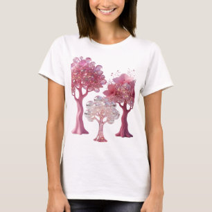 Beautiful Silver PINK DIAMOND TREES Wearable Art T-Shirt