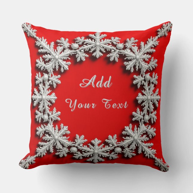 Beautiful Silver Snowflake Decorations Cushion (Front)