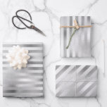 Beautiful Silver Striped Wedding  Wrapping Paper Sheet<br><div class="desc">Beautiful paper for wedding gift giving.  A brilliant silver striped paper for a wedding</div>