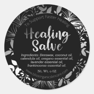 Beautiful Silver Twigs Black Herbal Healing Balm Classic Round Sticker