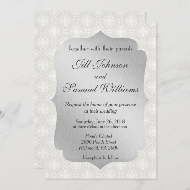 Beautiful Silver Wedding Invitation (Front/Back)