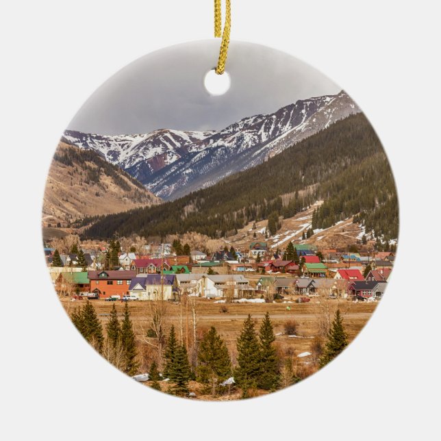 Beautiful Silverton Colorado Ceramic Tree Decoration (Front)