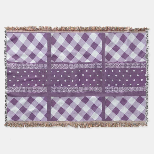 Beautiful simple amazing chic tartan purple design throw blanket (Front)