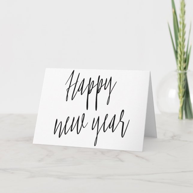 Beautiful simple calligraphy "Happy New Year" Holiday Card (Front)