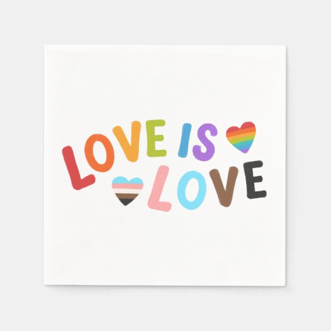 Beautiful Simple Minimal Love Is Love Pride Napkin (Front)