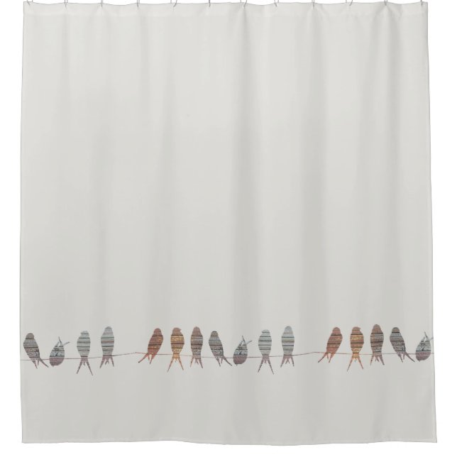 Beautiful Simple Modern Birds On A Wire Shower Curtain (Front)