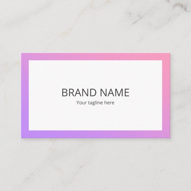 Beautiful Simple Pink Purple Gradient Square Frame Business Card (Front)