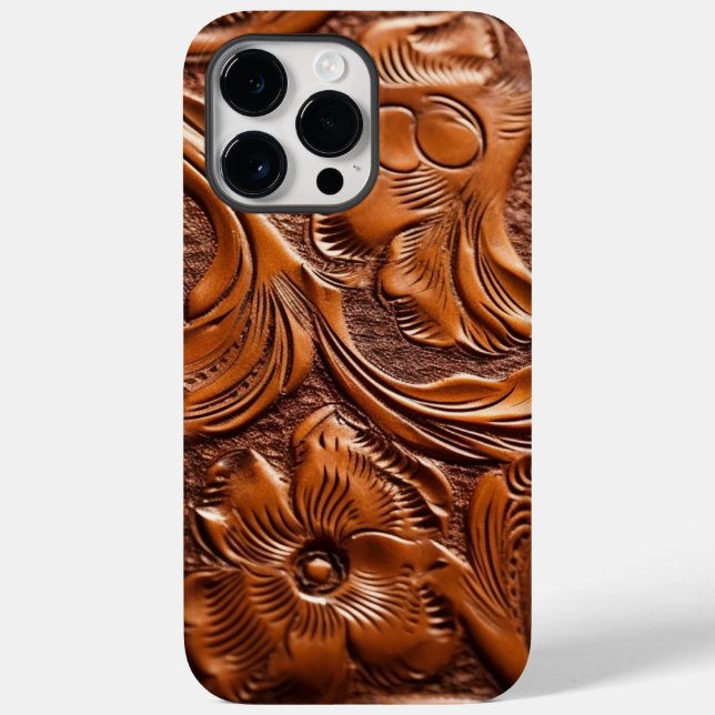 Beautiful Simulated Western Tooled Leather Pattern Case-Mate iPhone Case (Back)