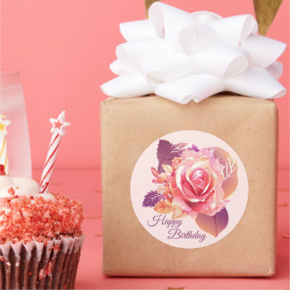 Beautiful Single Pink Rose Classic Round Sticker