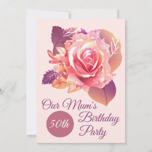 Beautiful Single Pink Rose Invitation