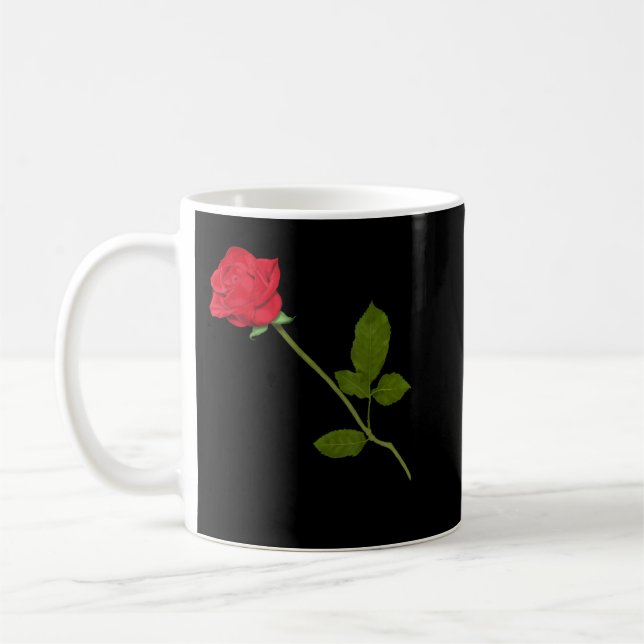 Beautiful Single Red Rose Flower Graphic  Coffee Mug (Left)