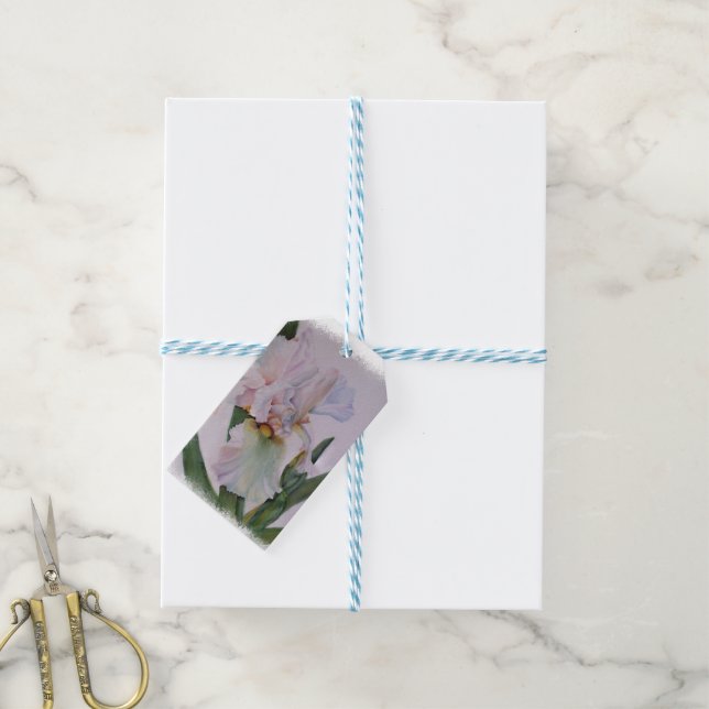 BEAUTIFUL SINGLE WHITE IRIS GIFT TAGS (With Twine)